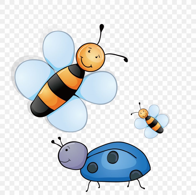 Honey Bee Insect Clip Art, PNG, 2917x2917px, Honey Bee, Bee, Cartoon, Coccinella Septempunctata, Drawing Download Free