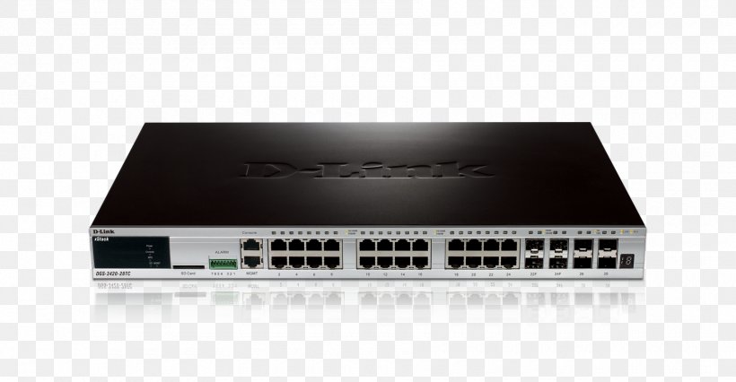 Small Form-factor Pluggable Transceiver Network Switch Gigabit Ethernet Port Stackable Switch, PNG, 1800x936px, 10 Gigabit Ethernet, Network Switch, Computer Network, Dlink, Electronic Device Download Free