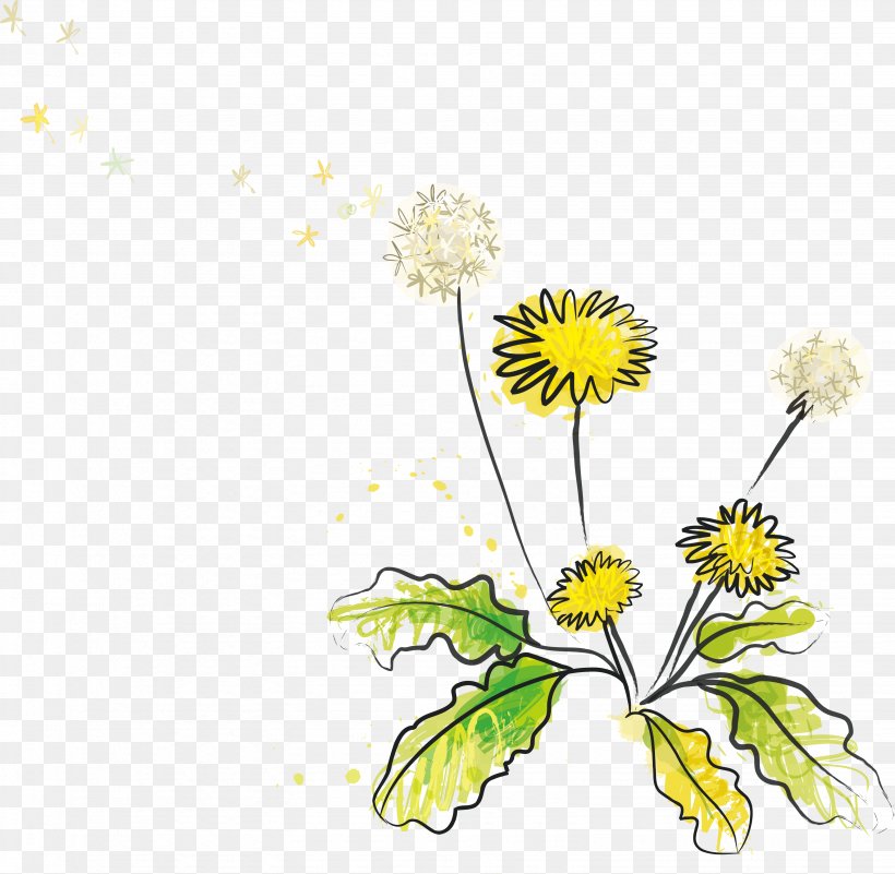 Euclidean Vector Dandelion Illustration, PNG, 3083x3013px, Dandelion, Blue, Branch, Chamaemelum Nobile, Chrysanths Download Free
