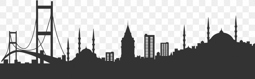 Istanbul Bosphorus Silhouette Clip Art, PNG, 3508x1097px, Istanbul, Art, Black And White, Bosphorus, Building Download Free