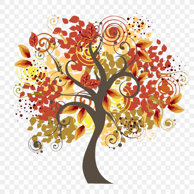 Tree Euclidean Vector Autumn, PNG, 1200x1200px, Tree, Art, Autumn, Autumn Leaf Color, Floral Design Download Free