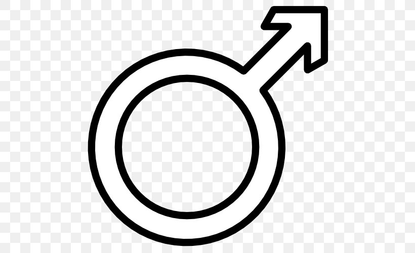Gender Symbol Male Clip Art, PNG, 500x500px, Gender Symbol, Area, Black And White, Female, Gender Download Free