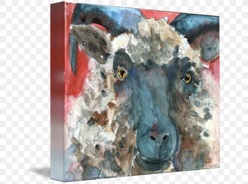 Sheep Watercolor Painting Gallery Wrap Printmaking, PNG, 650x609px, Sheep, Animal, Art, Canvas, Cow Goat Family Download Free