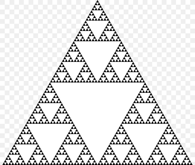 Sierpinski Triangle Fractal Mathematics Self-similarity, PNG, 800x693px, Sierpinski Triangle, Area, Black, Black And White, Chaos Game Download Free