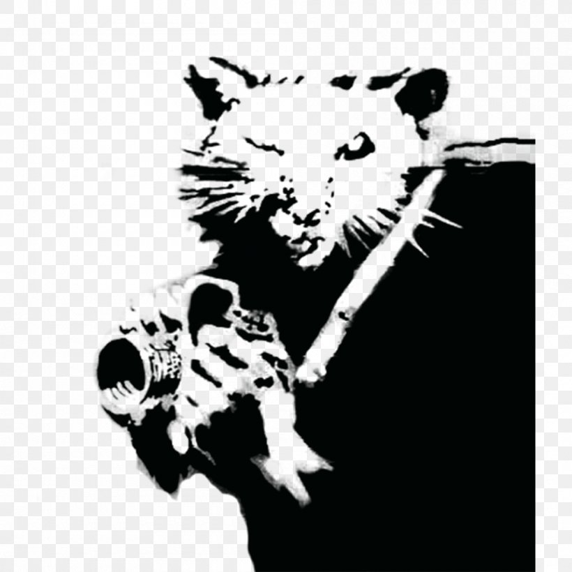 Banksy Graffiti Street Art Artist United Kingdom, PNG, 1000x1000px, Banksy, Art, Artist, Big Cats, Black And White Download Free