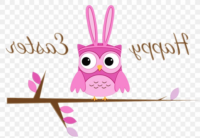 Easter Bunny, PNG, 1600x1108px, Watercolor, Branch, Cartoon, Easter Bunny, Owl Download Free