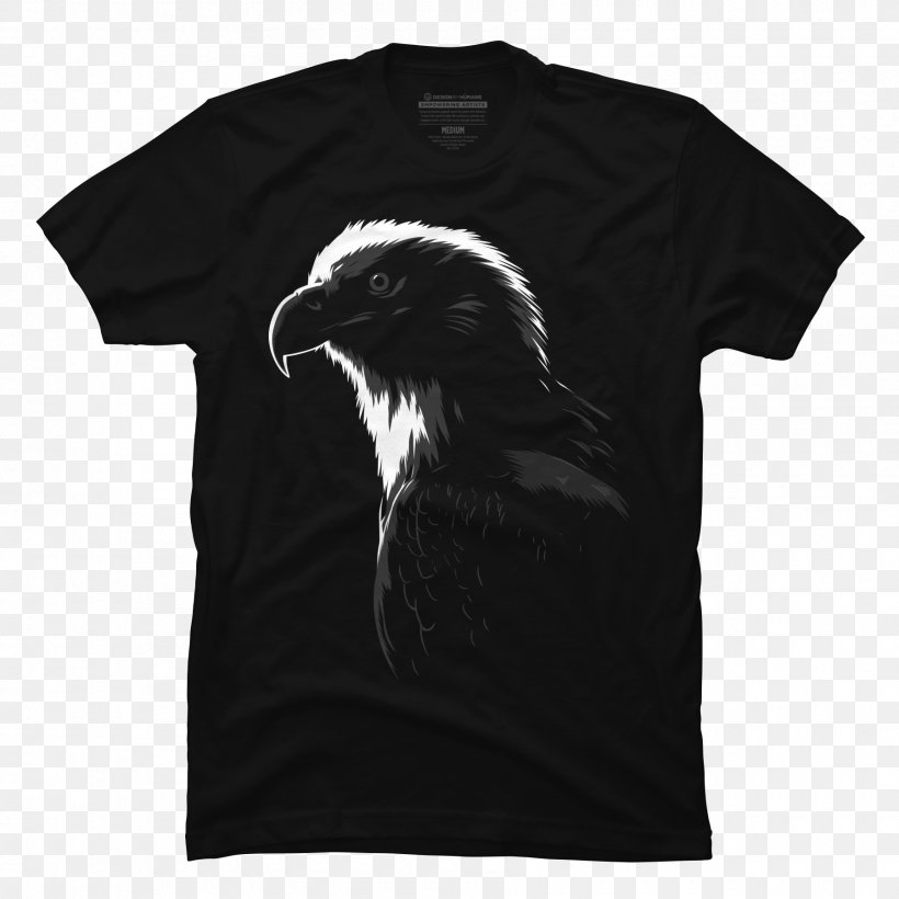 Printed T-shirt Hoodie Top, PNG, 1800x1800px, Tshirt, Beak, Bird, Bird Of Prey, Black Download Free