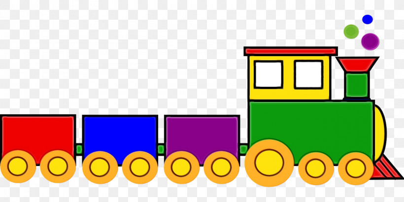 Toy Transport Toy Block Yellow Vehicle, PNG, 1280x640px, Watercolor, Locomotive, Paint, Rolling, Toy Download Free