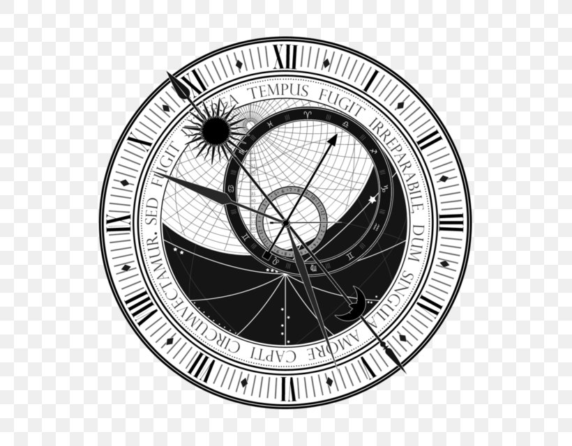 Prague Astronomical Clock Tattoo Astronomy, PNG, 640x640px, Prague Astronomical Clock, Astrolabe, Astronomical Clock, Astronomy, Black And White Download Free