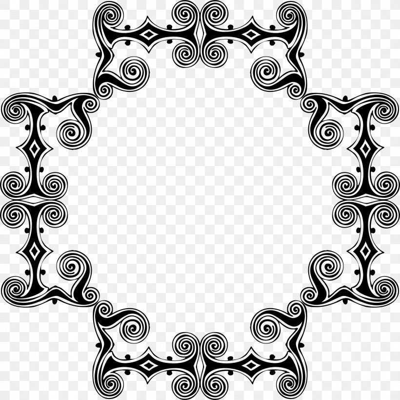 Picture Frames Clip Art, PNG, 2338x2338px, Picture Frames, Art, Black And White, Body Jewelry, Drawing Download Free