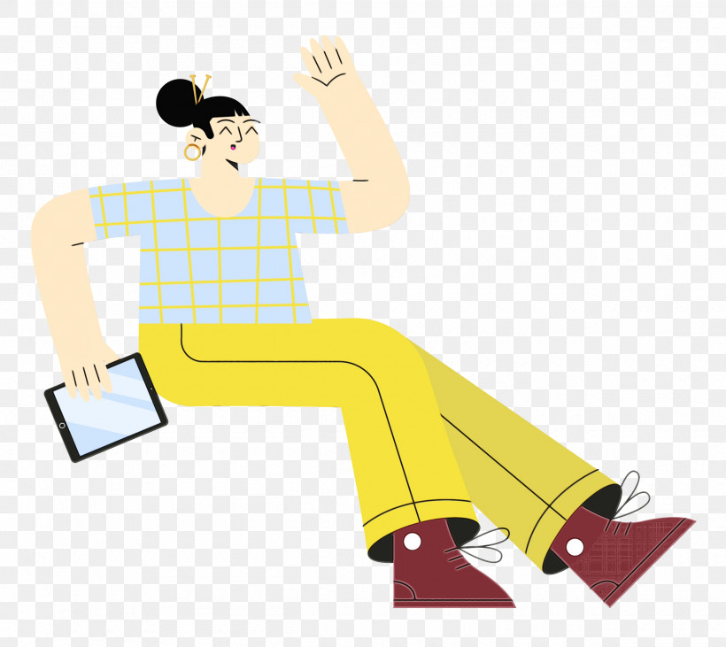 Cartoon Yellow Meter Sitting Line, PNG, 2500x2230px, Lady, Behavior, Cartoon, Hm, Human Download Free