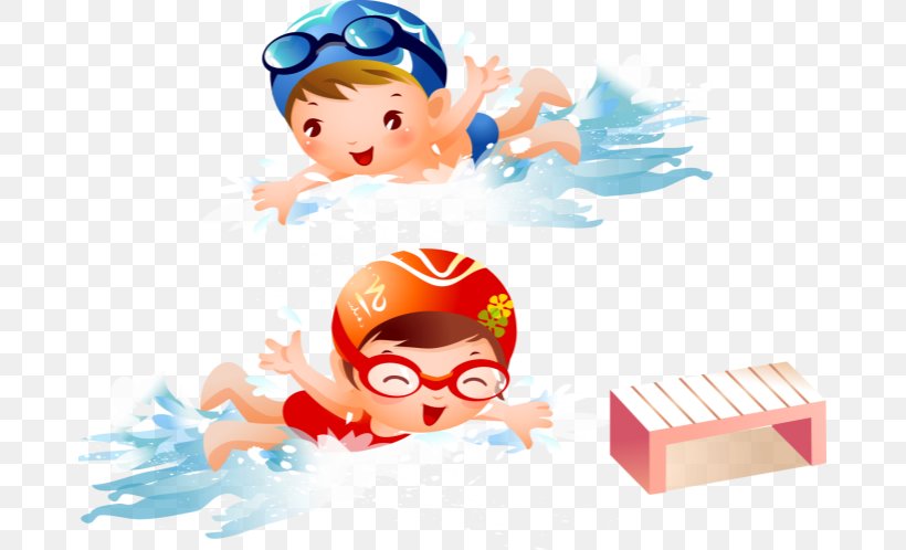 kid swimming clipart
