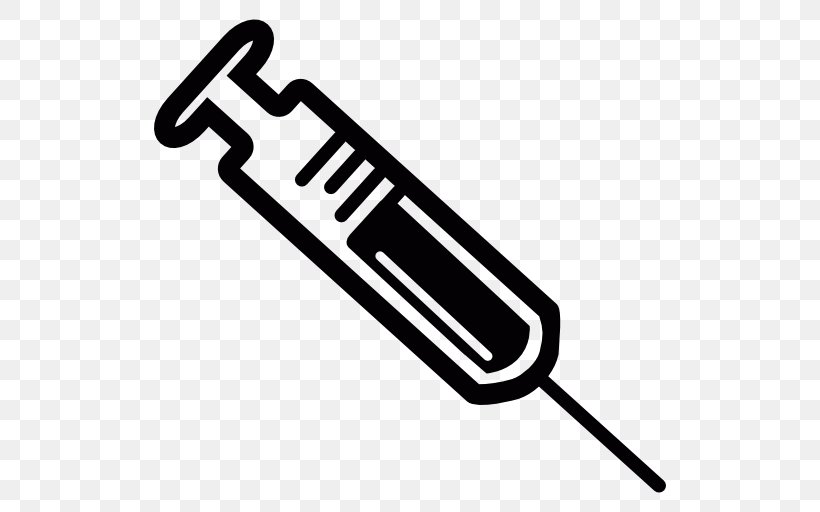 Syringe Hypodermic Needle Pharmaceutical Drug Medicine, PNG, 512x512px, Syringe, Black And White, Drug, Flat Design, Health Care Download Free