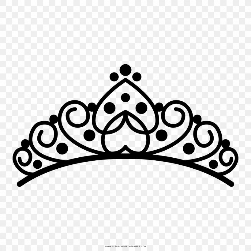 Drawing Diadem Coloring Book Tiara Ausmalbild, PNG, 1000x1000px, Watercolor, Cartoon, Flower, Frame, Heart Download Free