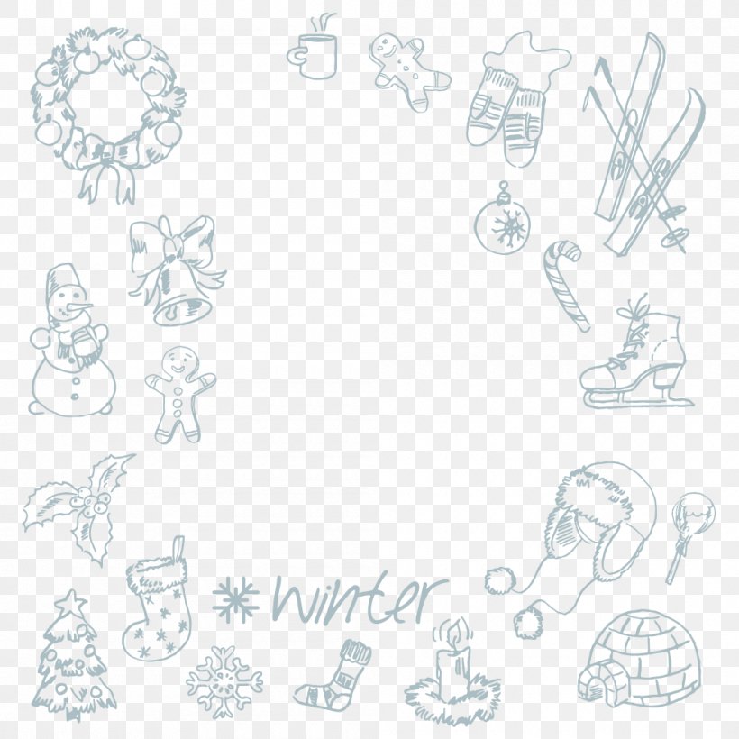 Winter Illustration Design Image, PNG, 1000x1000px, Winter, Area, Art, Artwork, Black And White Download Free