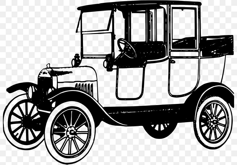 Ford Model T Car Clip Art, PNG, 800x570px, 2012 Ford Explorer, Ford, Antique Car, Automotive Design, Black And White Download Free