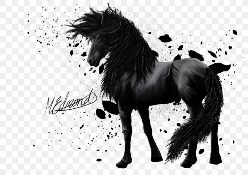 Mustang Mane Pony Stallion Drawing, PNG, 1024x723px, Mustang, Black, Black And White, Deviantart, Drawing Download Free