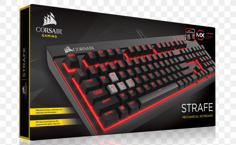 Computer Keyboard Corsair Gaming STRAFE RGB Corsair STRAFE Mechanical Gaming Keyboard, PNG, 1200x739px, Computer Keyboard, Backlight, Brand, Cherry, Computer Component Download Free