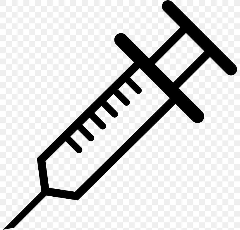 Hypodermic Needle Syringe Injection Clip Art, PNG, 800x786px, Hypodermic Needle, Black And White, Brand, Immunization, Injection Download Free