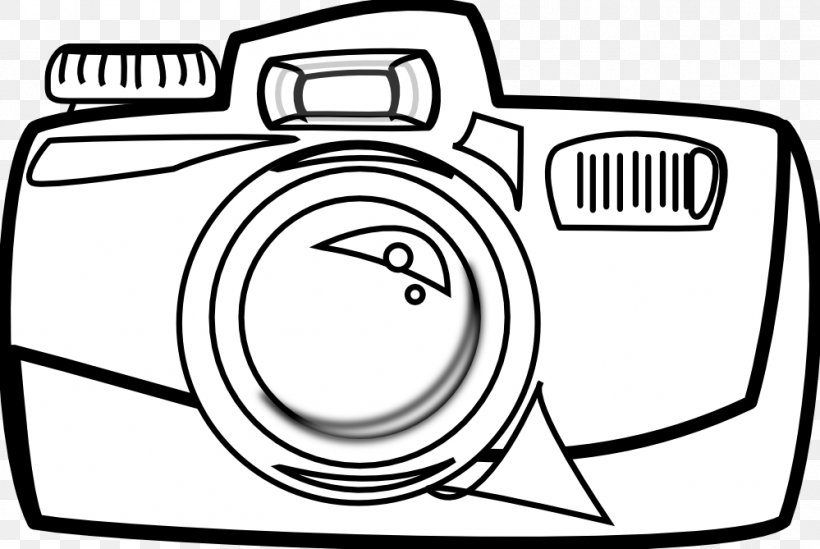 Camera Black And White Cartoon Photography Clip Art, PNG, 999x669px, Camera, Area, Black, Black And White, Brand Download Free