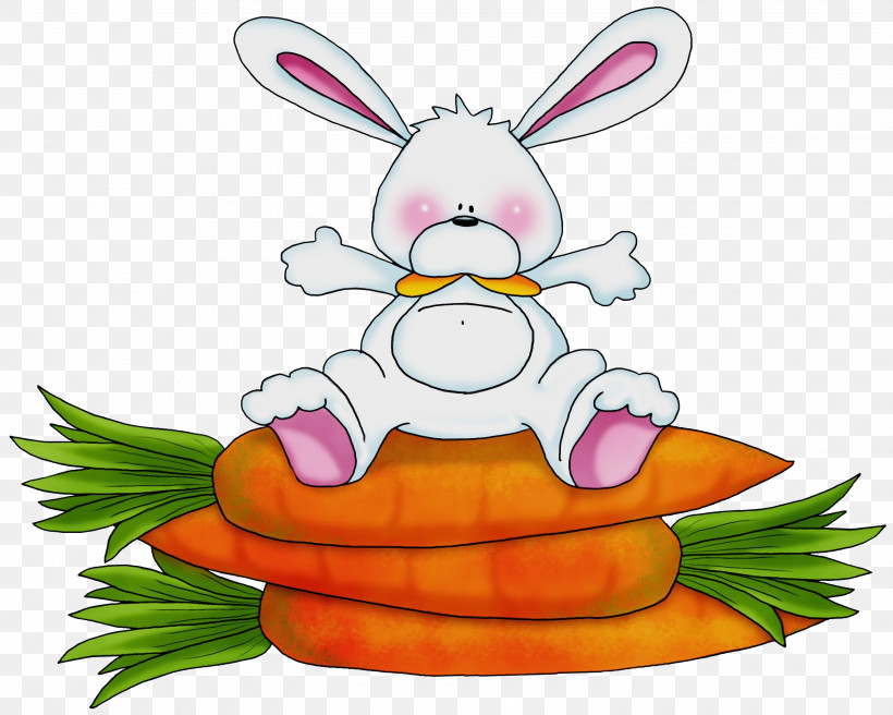 Easter Bunny, PNG, 3000x2400px, Watercolor, Carrot, Cartoon, Easter Bunny, Orange Download Free