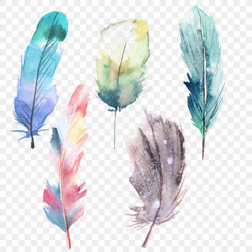 Feather Watercolor Painting Blue, PNG, 4724x4724px, Feather, Blue, Color, Flower, Grey Download Free