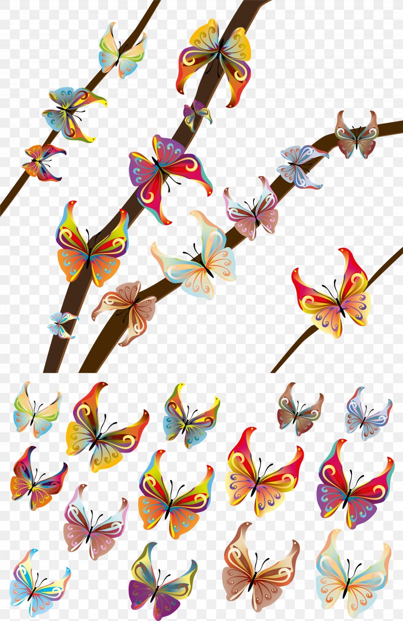 Butterfly Illustrator, PNG, 3678x5671px, Butterfly, Art, Branch, Drawing, Flower Download Free