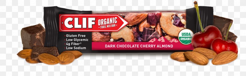 Chocolate Bar Organic Food Clif Bar & Company Dark Chocolate, PNG, 1405x437px, Chocolate Bar, Almond, Brand, Caramel, Cherry Download Free