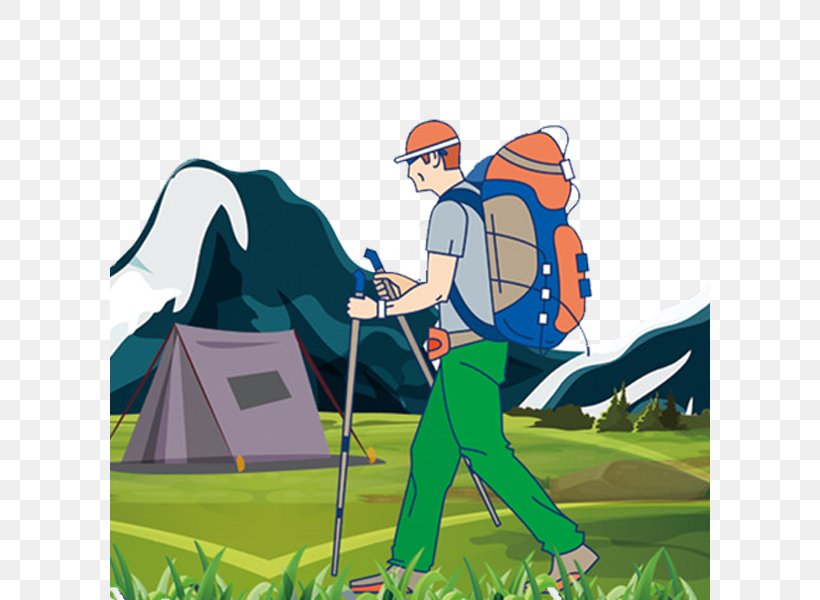 Backpacking Cartoon Illustration, PNG, 600x600px, Backpack, Art, Backpacking, Baggage, Cartoon Download Free