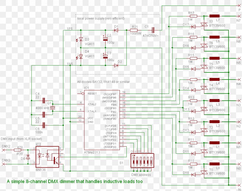 Dimmer DMX512 Circuit Diagram TRIAC, PNG, 917x723px, Dimmer, Area, Circuit Diagram, Diagram, Electrical Switches Download Free