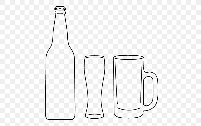 Glass Bottle Pint Glass Beer Glasses, PNG, 512x512px, Glass Bottle, Area, Beer Glass, Beer Glasses, Black And White Download Free