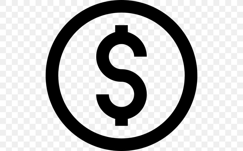 United States Dollar Dollar Sign, PNG, 512x512px, United States Dollar, Area, Black And White, Brand, Coin Download Free