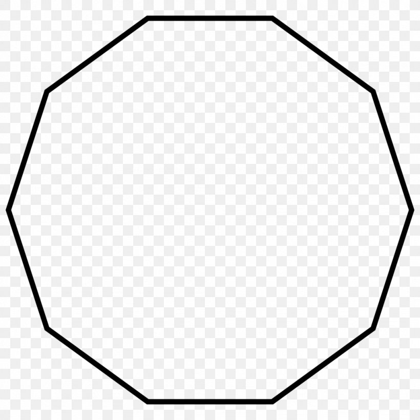 Decagon Regular Polygon Internal Angle Geometry, PNG, 1024x1024px, Decagon, Area, Black, Black And White, Convex Set Download Free