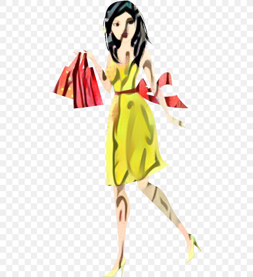 Illustration Costume Pin-up Girl Cartoon Yellow, PNG, 490x899px, Costume,  Art, Cartoon, Costume Design, Fashion Design