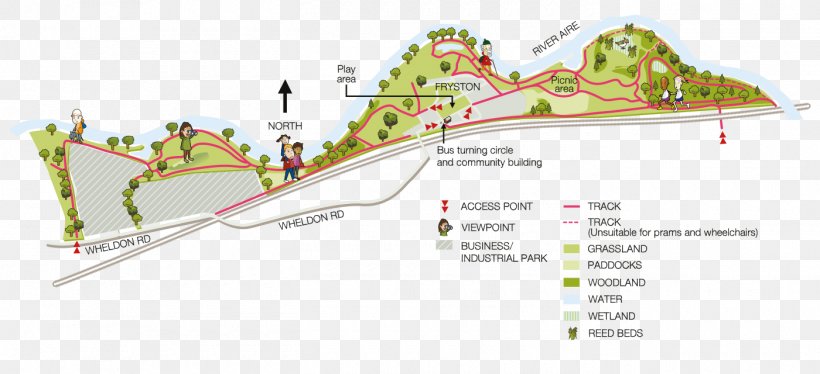 Fryston Country Trails Wheldale Colliery New Fryston Map, PNG, 1400x640px, Map, Area, Castleford, Diagram, Footpath Download Free