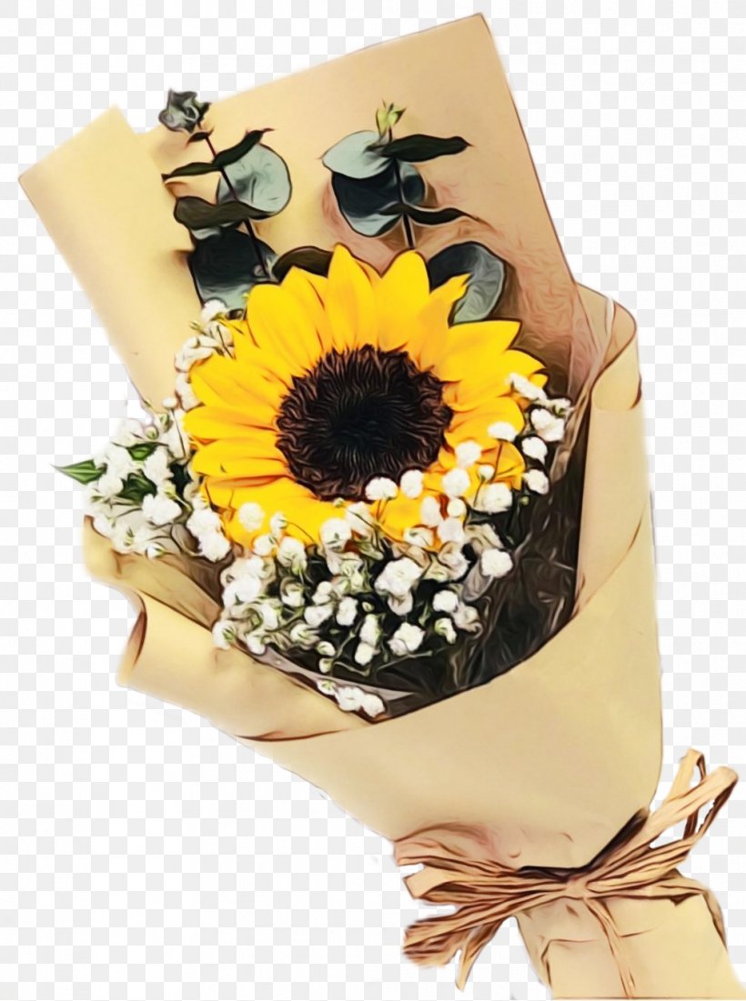 Sunflower, PNG, 1007x1353px, Watercolor, Bouquet, Cut Flowers, Flower, Gerbera Download Free