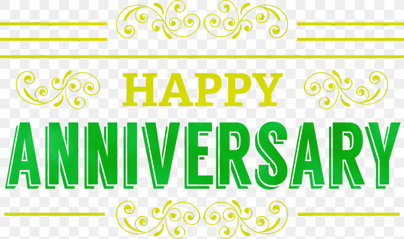 Logo Font Green Meter Line, PNG, 3000x1778px, Happy Anniversary, Area, Green, Line, Logo Download Free