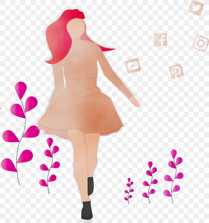 Pink, PNG, 2802x3000px, Girl, Paint, Pink, Social Media, Watercolor Download Free