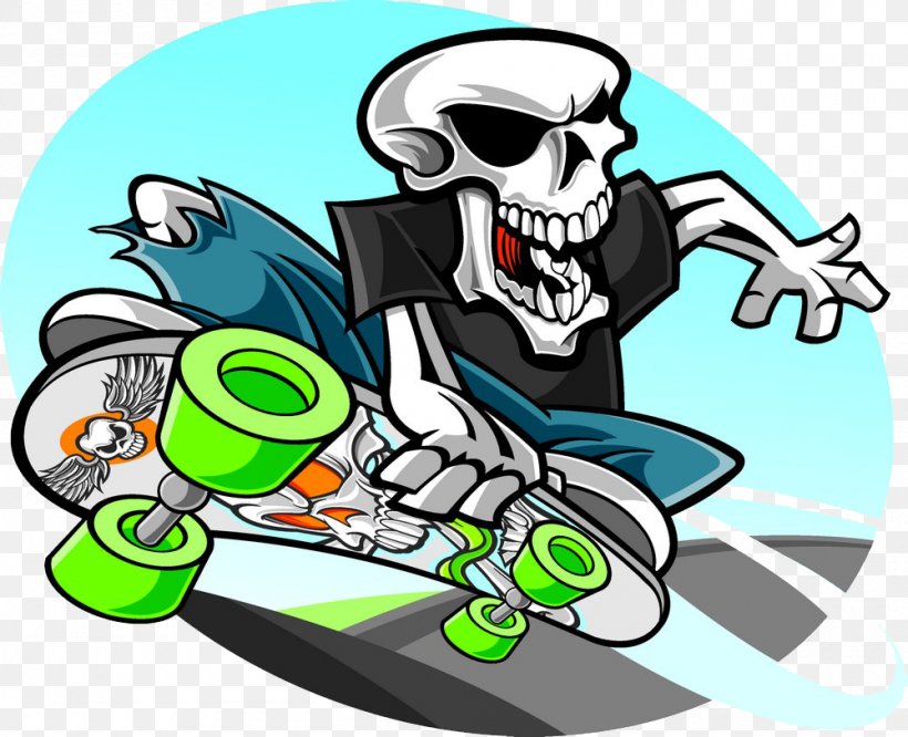 Skateboarding Human Skeleton Illustration, PNG, 1000x813px, Skateboarding, Art, Cartoon, Fictional Character, Headgear Download Free