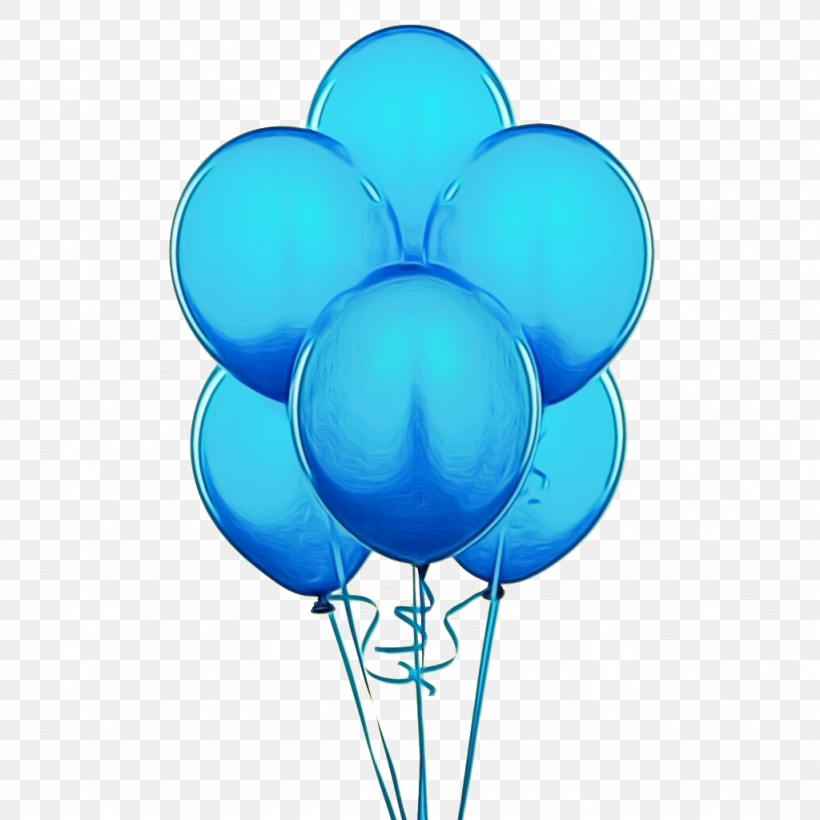Balloon Blue Turquoise Aqua Party Supply, PNG, 1024x1024px, Watercolor, Aqua, Balloon, Blue, Paint Download Free