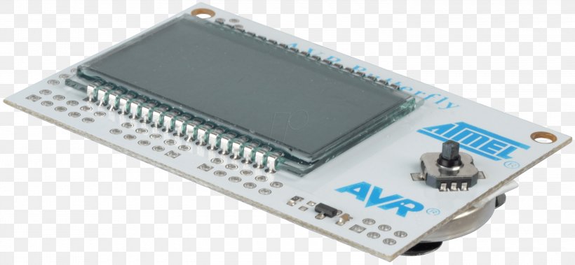 Microcontroller Atmel AVR Hardware Programmer AVR Butterfly, PNG, 3000x1388px, Microcontroller, Arduino, Atmel, Atmel Avr, Circuit Component Download Free