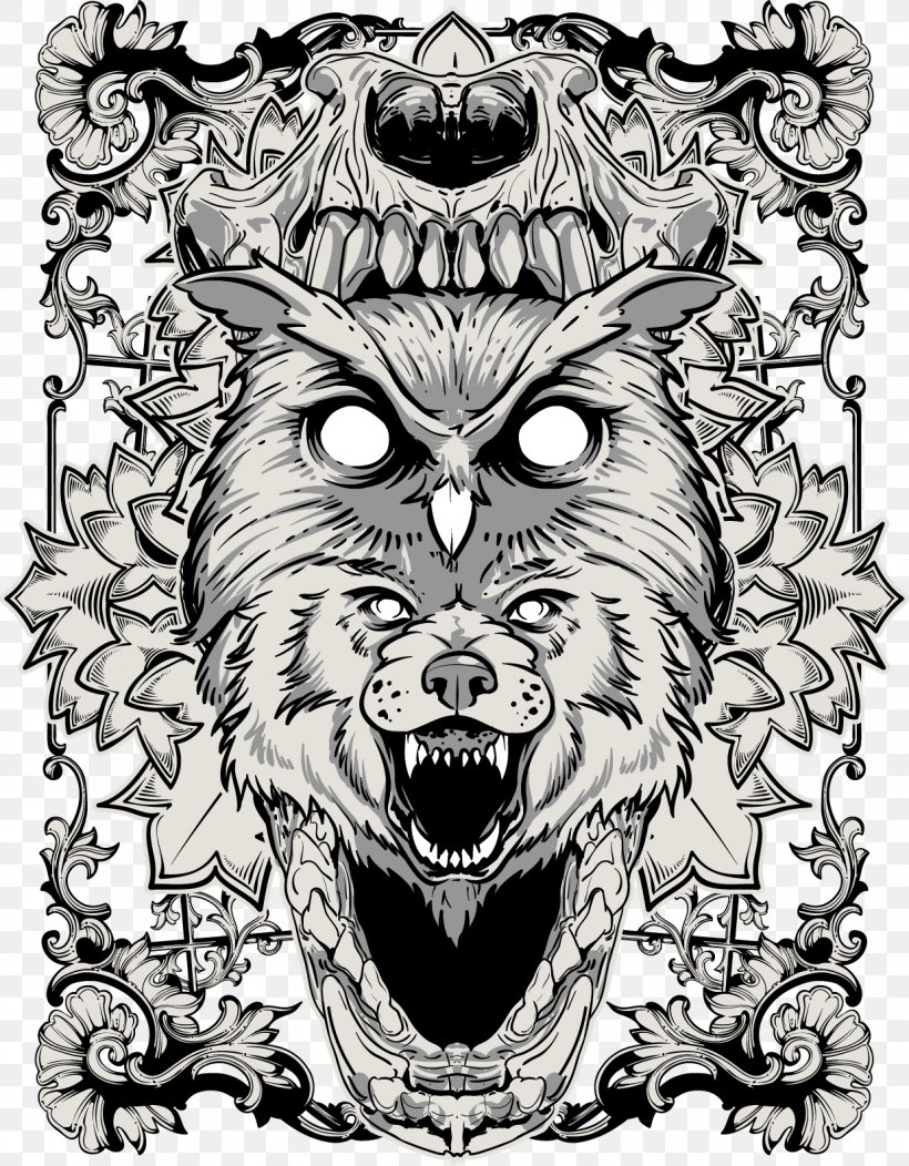 Gray Wolf Drawing Illustration, PNG, 1237x1587px, Watercolor, Cartoon, Flower, Frame, Heart Download Free
