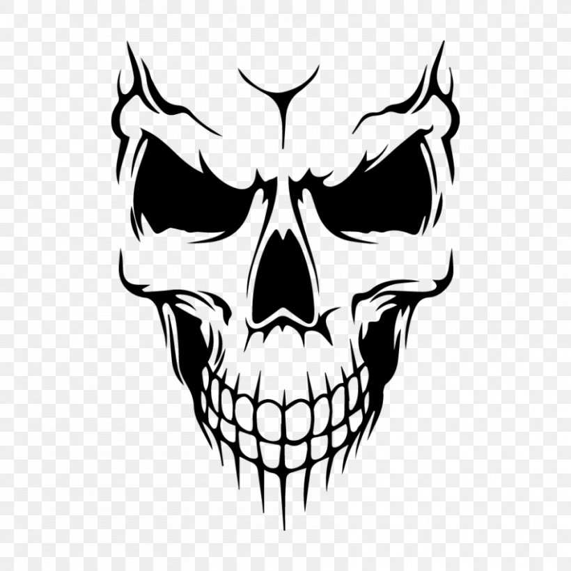 Wall Decal Bumper Sticker Skull, PNG, 850x850px, Decal, Artwork, Black And White, Bone, Bumper Sticker Download Free