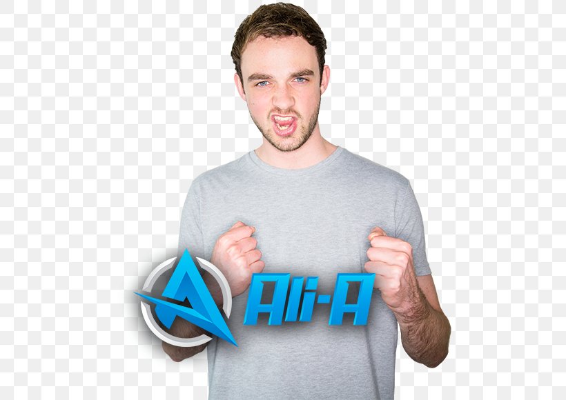 Ali-A T-shirt YouTube Fortnite Call Of Duty, PNG, 494x580px, Alia, Arm, Blue, Call Of Duty, Chin Download Free