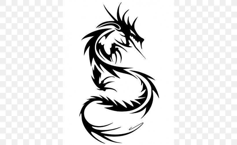 Abziehtattoo Chinese Dragon Japanese Dragon, PNG, 500x500px, Tattoo, Abziehtattoo, Art, Artwork, Black And White Download Free