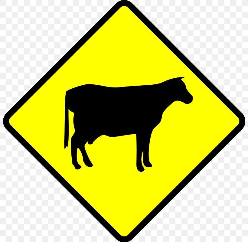 Cattle Ox Traffic Sign Road Warning Sign, PNG, 800x800px, Cattle, Area, Artwork, Black, Black And White Download Free