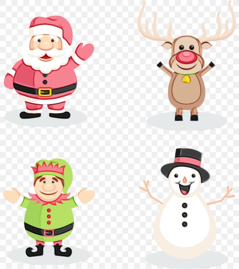Santa Claus Cartoon, PNG, 800x921px, Watercolor, Cartoon, Character, Christmas Day, Deer Download Free