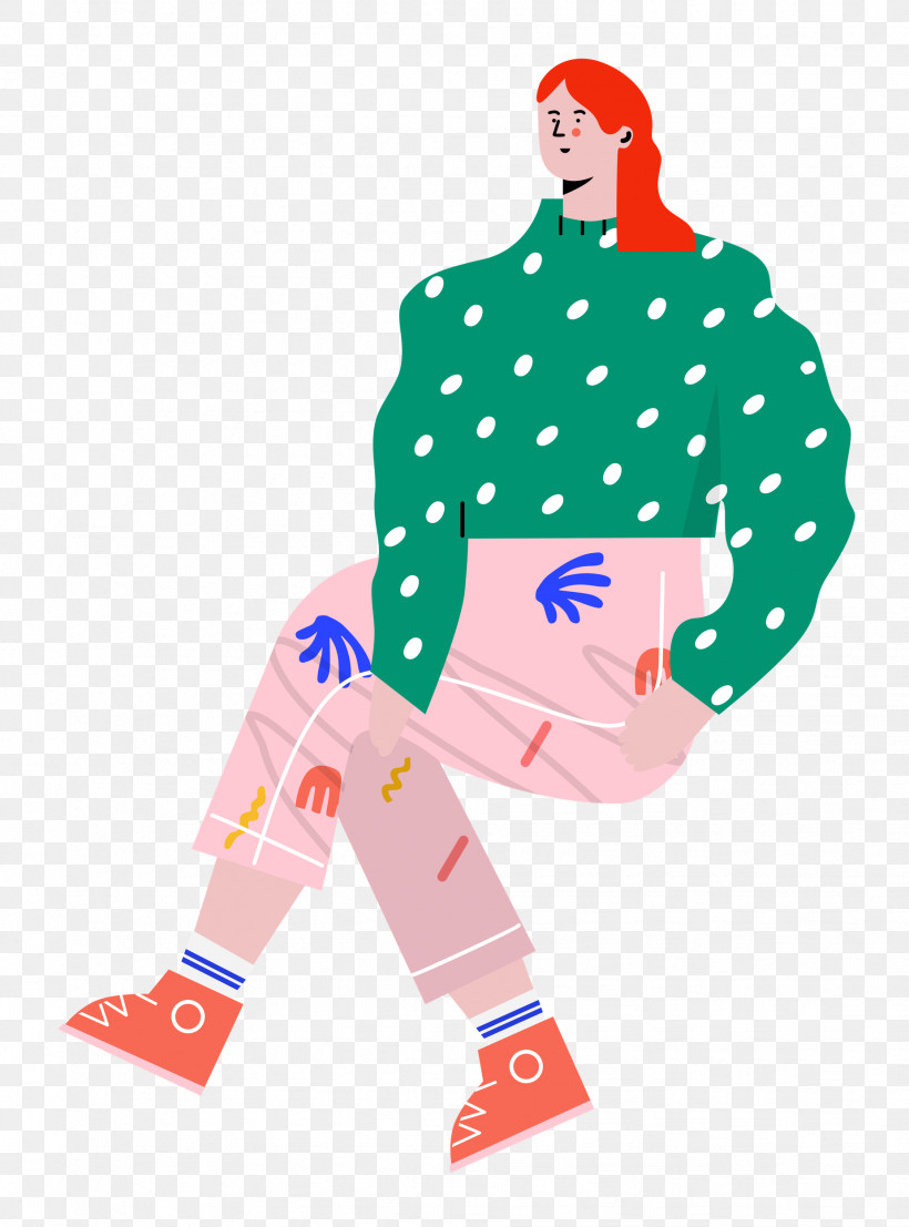 Polka Dot, PNG, 1851x2500px, Sitting, Cartoon, Drawing, Lady, Painting Download Free