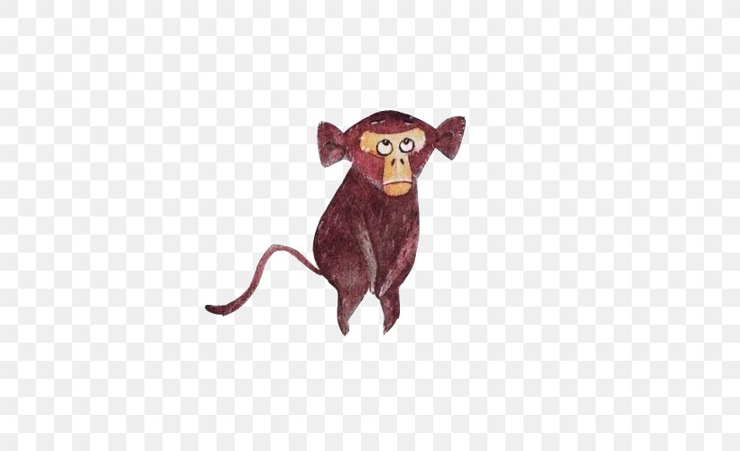 Ape Monkey Watercolor Painting, PNG, 500x500px, Ape, Animal Figure, Cattle Like Mammal, Drawing, Ear Download Free