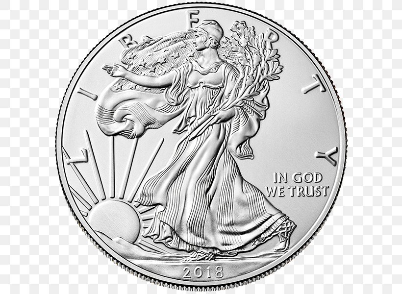 American Silver Eagle Bullion Coin United States Mint Uncirculated Coin, PNG, 600x600px, American Silver Eagle, American Gold Eagle, Black And White, Bullion, Bullion Coin Download Free